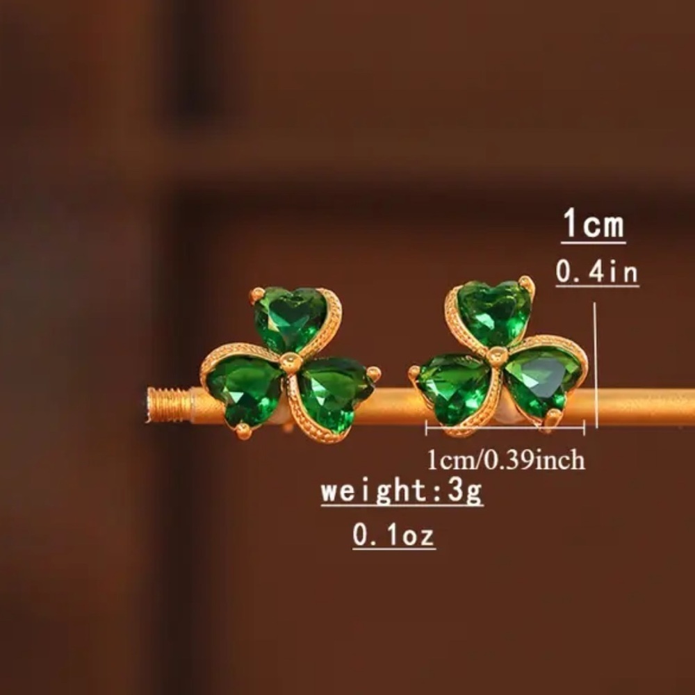 St. Patrick’s Day Clover Earrings - Picture 2 of 2